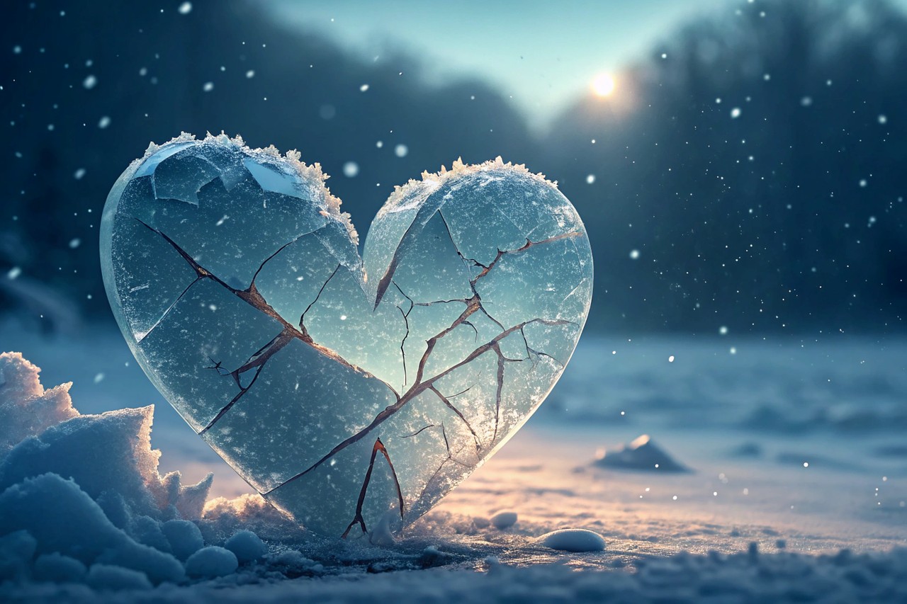 ひびが入ったガラスのハート